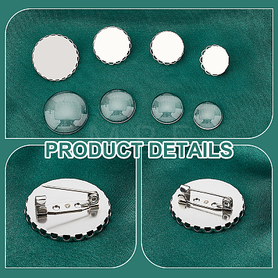 Unicraftale DIY Blank Dome 304 Stainless Steel Brooch Making Kit DIY-UN0056-14-1