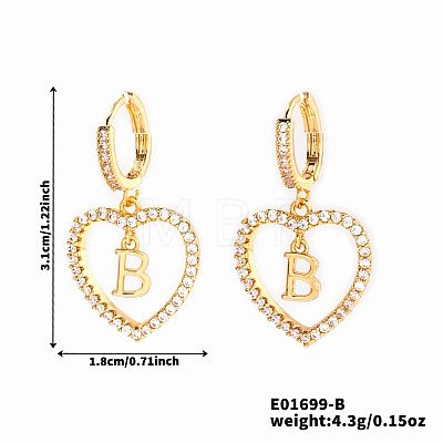 Brass Heart Hoop Earrings BR9605-2-1