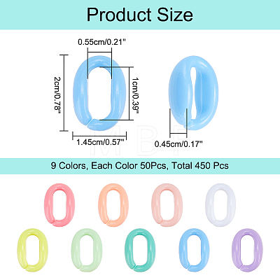 WADORN 450Pcs 9 Colors Acrylic Linking Rings OACR-WR0001-02-1