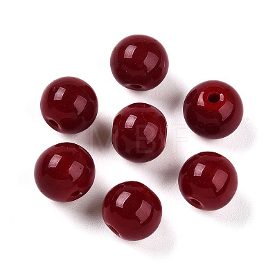 Opaque Solid Color Glass Beads GLAA-N007-10mm-A04-1