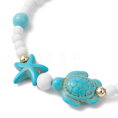 3Pcs 3 Colors Adjustable Synthetic Turquoise Braided Bead Bracelets BJEW-MZ00326-1