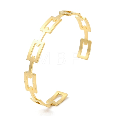 304 Stainless Steel Hollow Rectangle Cuff Bangles BJEW-H322-01G-1