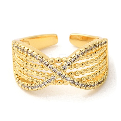 Infinity Brass Micro Pave Cubic Zirconia Open Cuff Rings RJEW-U008-39G-1