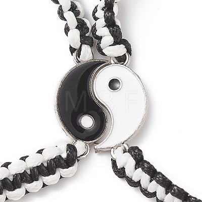 2Pcs 2 Color Alloy Enamel Yin Yang Matching Pendant Necklaces Set BJEW-TA00186-1