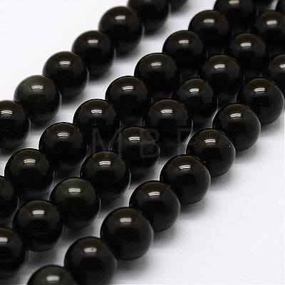 Natural Green Eyes Obsidian Beads Strands G-G685-10mm-1