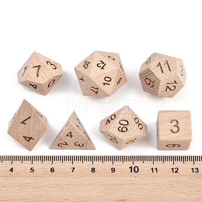 Natural Wood Polyhedral Dice Set WOOD-A027-01A-1