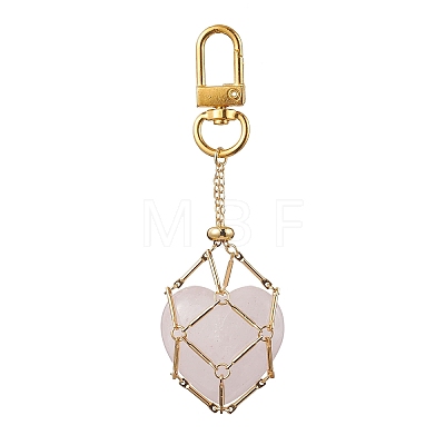Brass Macrame Pouch Empty Stone Holder Pendant Decoration HJEW-JM01682-01-1