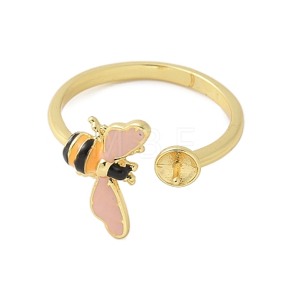 Bees Brass Enamel Cuff Ring Settings KK-K297-04G-1