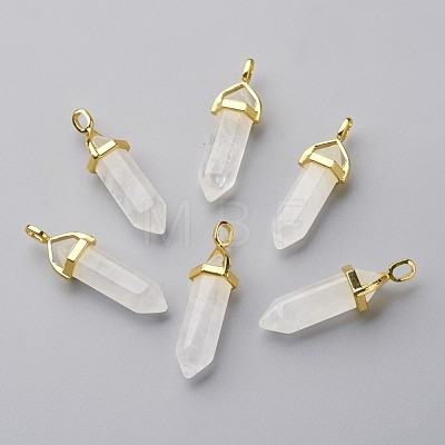 Natural Quartz Crystal Double Terminated Pointed Pendants G-G902-B23-1