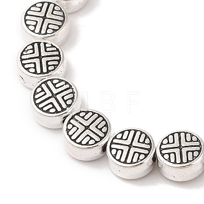 Tibetan Style Flat Round Alloy Bead Strands X-TIBEB-O007-09-NR-1