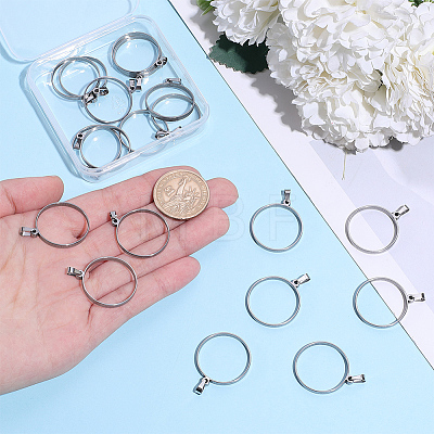 20Pcs 304 Stainless Steel Open Back Bezel Pendants PALLOY-BBC00008-1