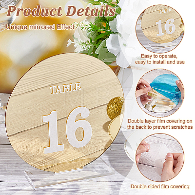 Acrylic Mirror Table Number Sign AJEW-WH0258-861B-1