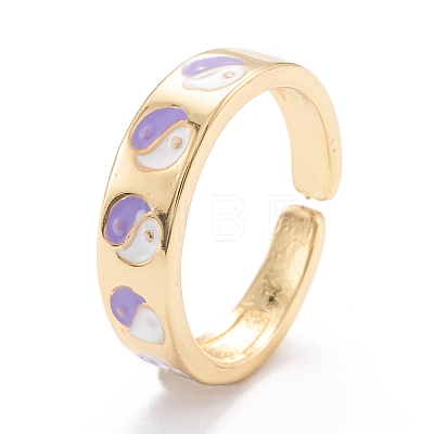 Brass Enamel Cuff Rings RJEW-I077-13G-1