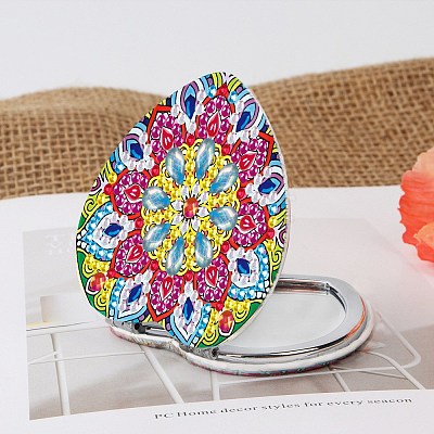 Mandala Flower DIY Diamond Painting Mirror Kits DIAM-PW0010-01C-1