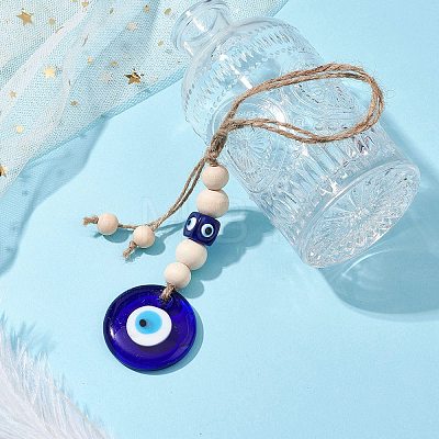 Handmade Blue Evil Eye Lampwork Pendant Decorations HJEW-JM02303-01-1