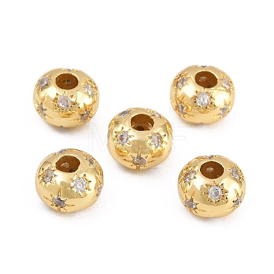Brass Micro Pave Clear Cubic Zirconia Beads KK-Z162-14G-1