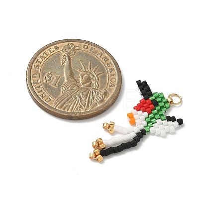Glass Seed Beaded Bird Pendants PALLOY-MZ00920-04-1