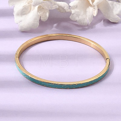 304 Stainless Steel Enamel Hinged Cuff Bangles for Women SA-CBAC920-15G-01G-1