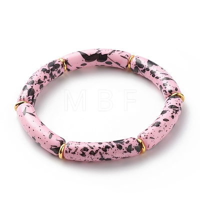 Acrylic Curved Tube Beaded Stretch Bracelet BJEW-JB08443-1