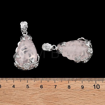 Natural Rose Quartz Pendants G-P393-P05-1