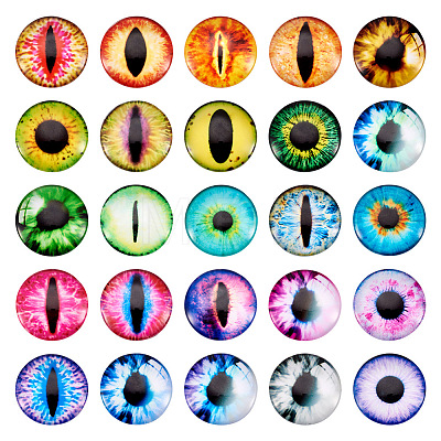 Eye Printed Glass Cabochons GGLA-BT0001-01-1