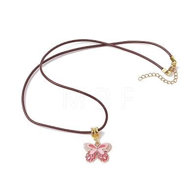 Alloy Enamel Butterfly Pendant Necklaces NJEW-JN04580-02-1