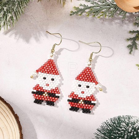 Christmas Glass Dangle Earrings EJEW-MZ00804-1