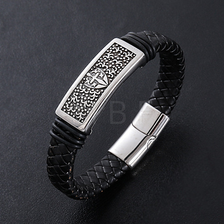 Punk Braided PU Leather Cord Bracelets NY2607-1-1