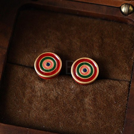 Brass Enamel Stud Earrings for Women WG538DC-03-1