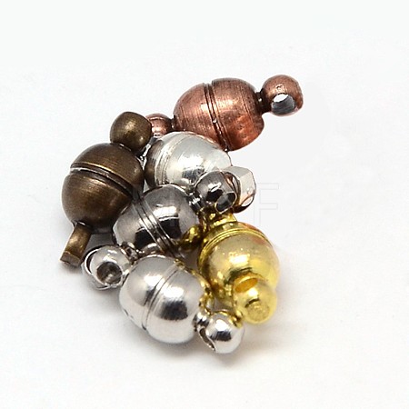 Round Brass Magnetic Clasps with Loops X-KK-D331-M-NF-1