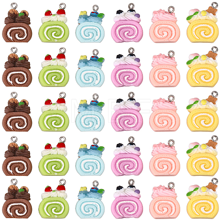 36Pcs 6 Colors Opaque Resin Pendants RESI-SC0006-65-1