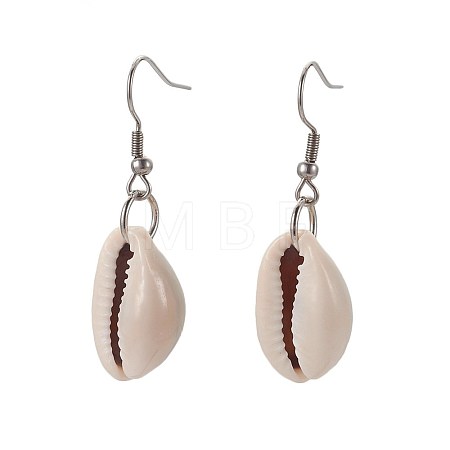 Cowrie Shell Beads Dangle Earrings X-EJEW-JE02899-1