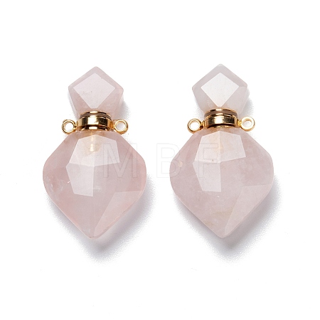 Natural Rose Quartz Perfume Bottle Pendants G-D058-11G-01-1