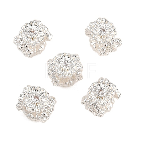 Brass Micro Pave Clear Cubic Zirconia Beads KK-Z162-18S-1