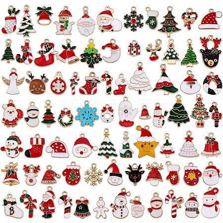96Pcs Christmas Alloy Enamel Pendants JX267A-1