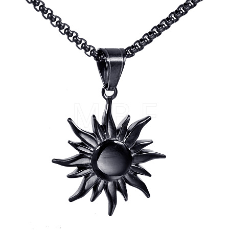304 Stainless Steel Sun Pendant Box Chain Necklaces for Men FS-WG74900-04-1