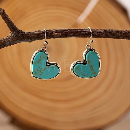 Alloy & Synthetic Turquoise Dangle Earrings FS-WGB9754-02-1