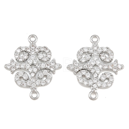 Brass Micro Pave Clear Cubic Zirconia Connector Charms CU-CBA7BFE-03F-P-1