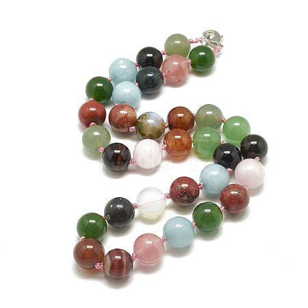 Natural/Synthetic Gemstone Beaded Necklaces NJEW-S404-21-1