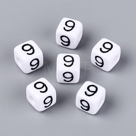 Opaque Acrylic European Large Hole Beads SACR-N020-01B-10-1