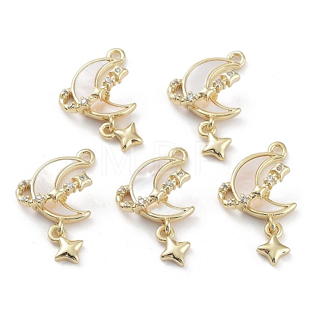 Brass Cubic Zirconia Pendants X-KK-M259-03G-1