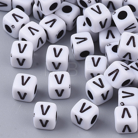 White Opaque Acrylic Beads MACR-R869-02V-1