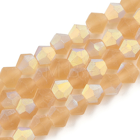 Imitate Austrian Crystal Bicone Frosted Glass Beads Strands EGLA-A039-T4mm-MB18-1