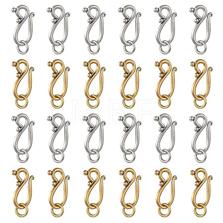 30Pcs 2 Colors Tibetan Style Hook and Eye Clasps FIND-FS0005-27-1