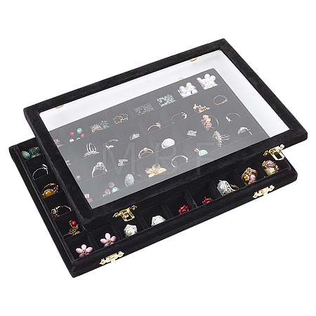 MDF Covered with Velvet Jewelry Grid Display Cases for Earrings Rings AJEW-WH0643-094A-1