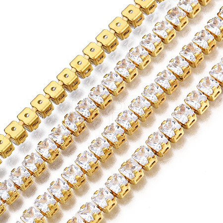 Square Cubic Zirconia Strass Chains CHC-N020-07-1
