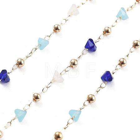 Handmade Brass & Glass Bead Chains CHC-L051-03KCG-02-1