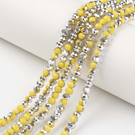 Electroplate Opaque Glass Beads Strands EGLA-A034-P6mm-M07-1