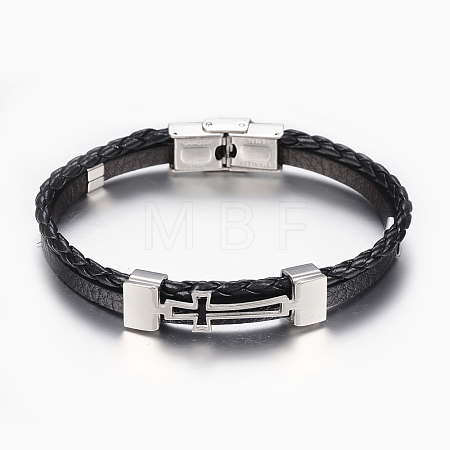 Leather Braided Cord Bracelets X-BJEW-E324-A05-1