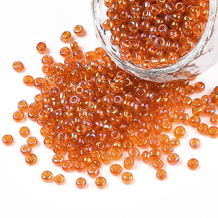 Round Transparent Colors Rainbow Glass Seed Beads X-SEED-A007-3mm-169-1
